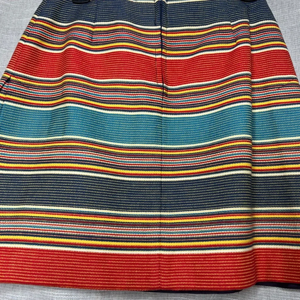 70s Vintage Ellen Tracy Pleated Mini Skirt Striped Red‎ Blue Women's Size 25